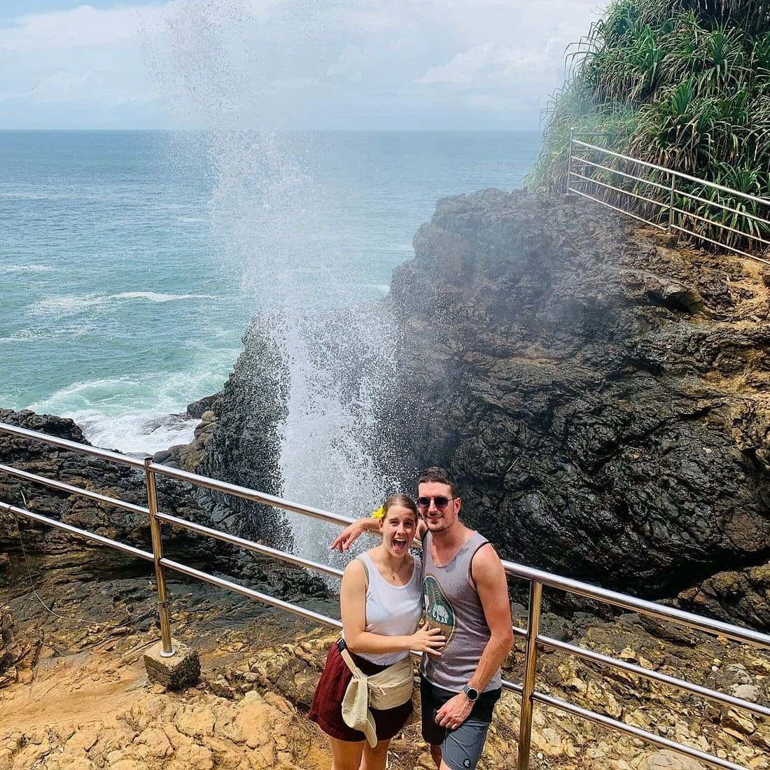 Kudawella coast — blowhole viewpoint and Indian Ocean horizon