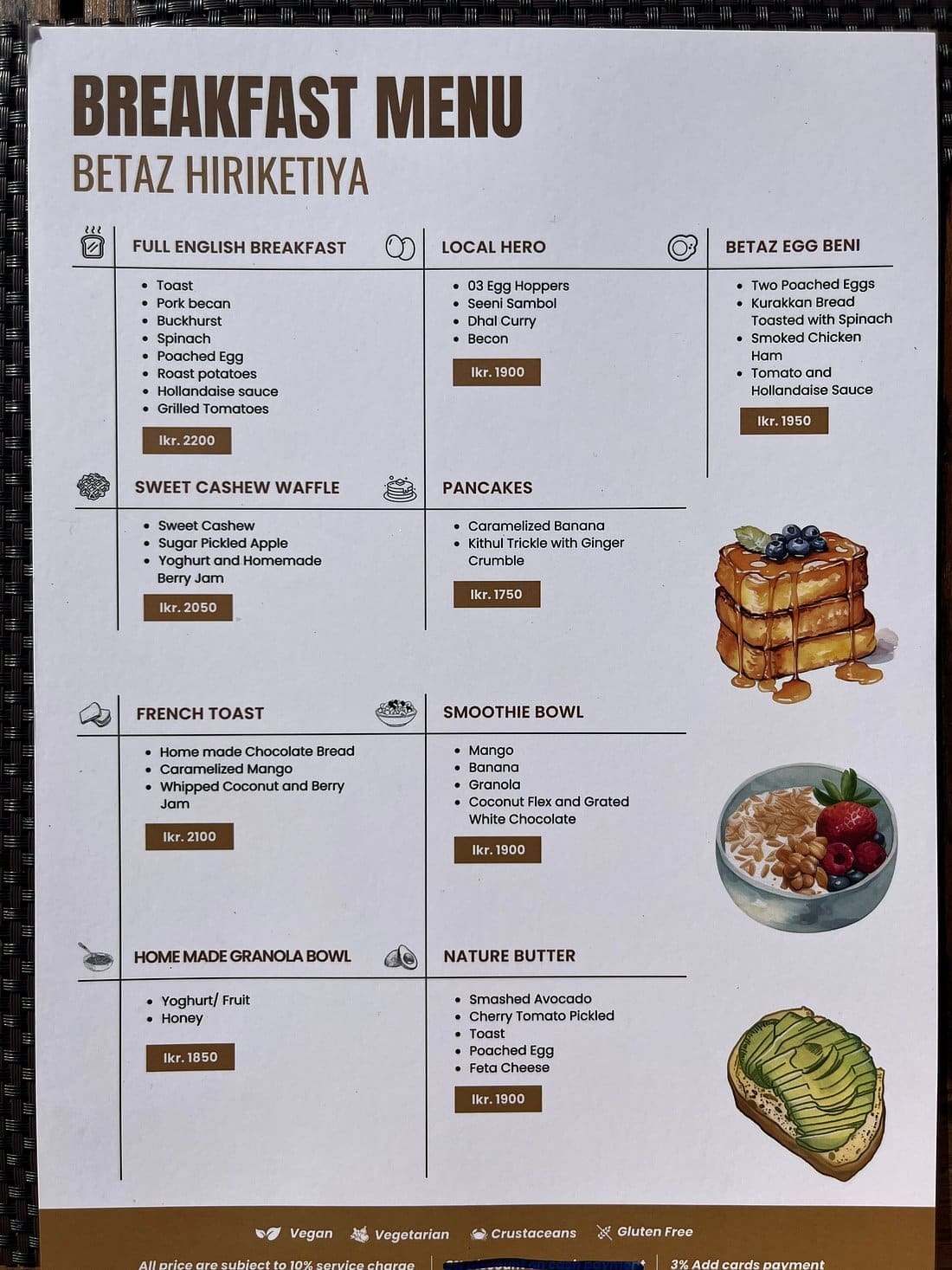 Betaz menu