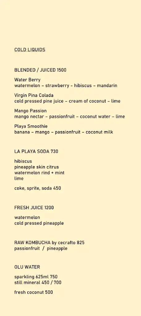 La Playa Hiriketiya menu page 4