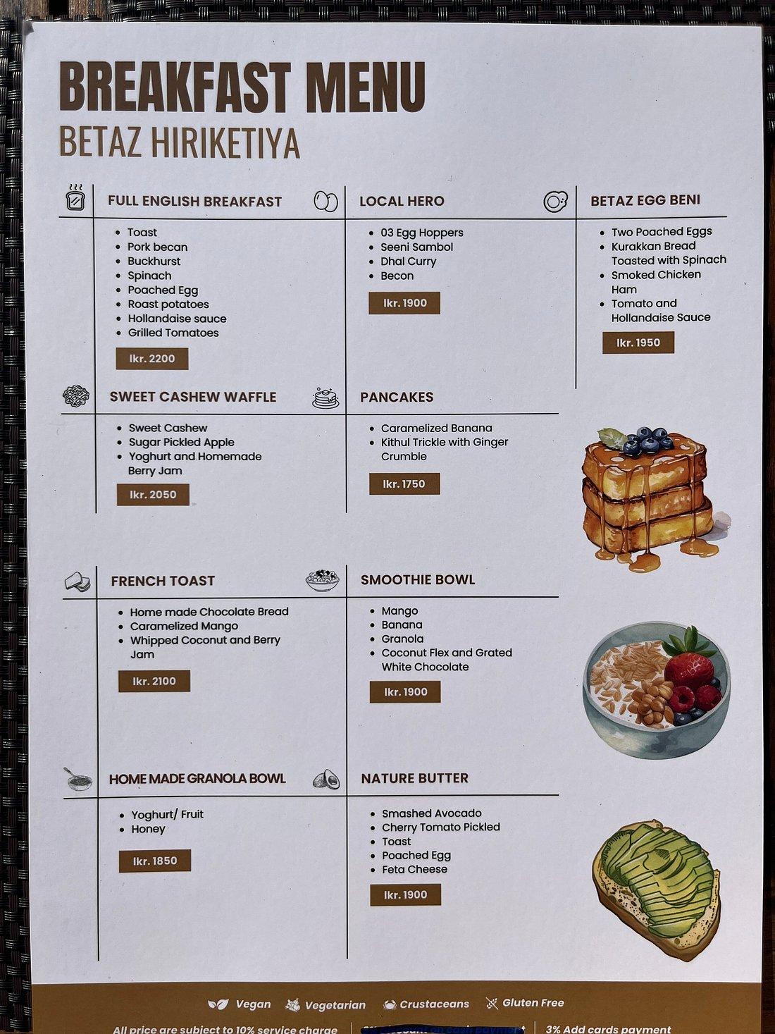 Betaz menu