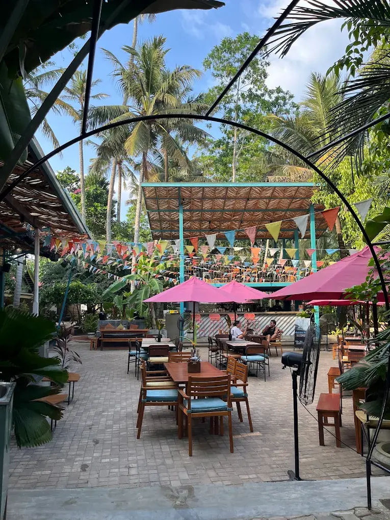Beachfront dining setup