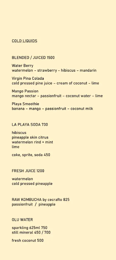 La Playa Hiriketiya menu page 4