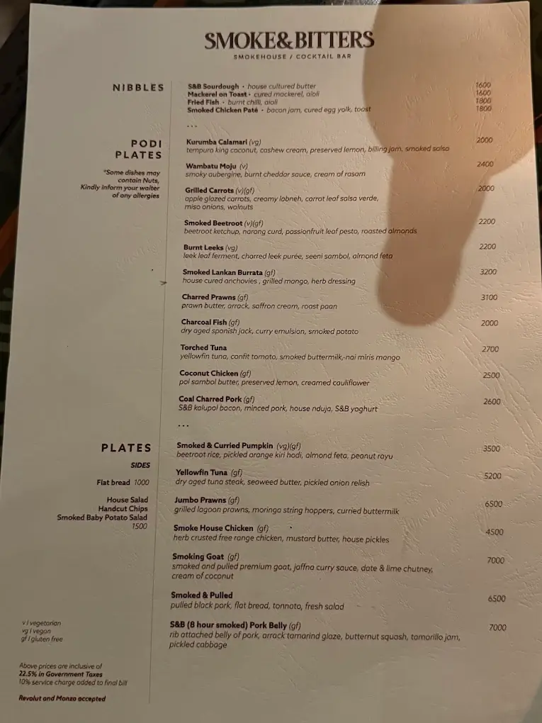 Smoke & Bitters menu page 2