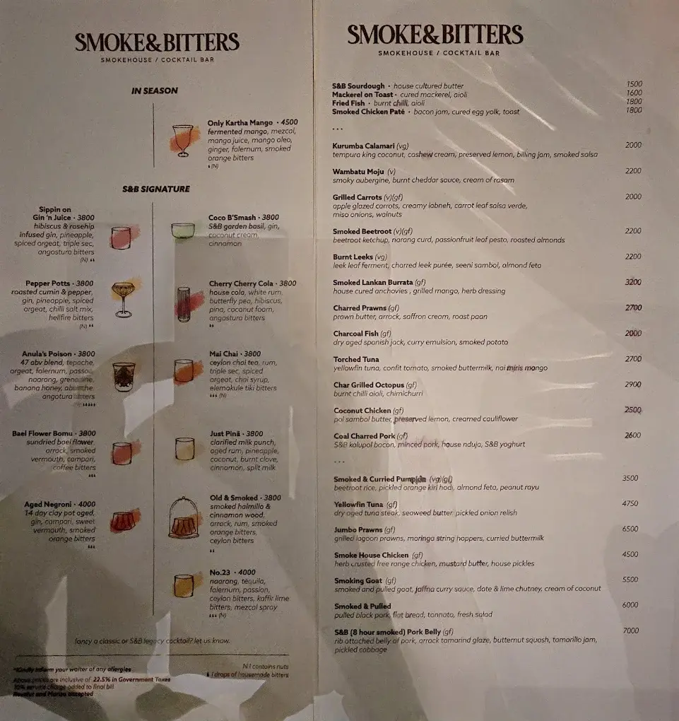 Smoke & Bitters menu page 3