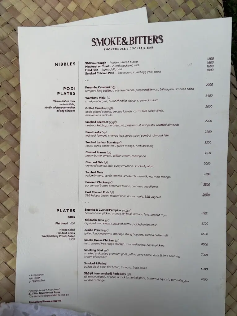 Smoke & Bitters menu page 4