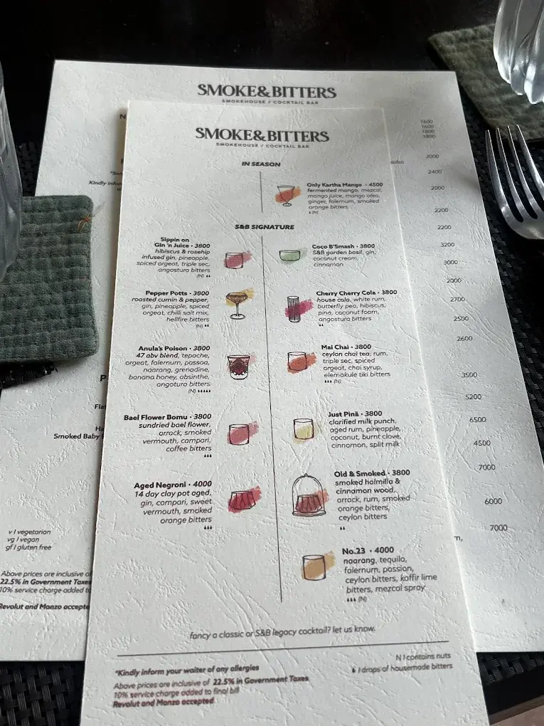 Smoke & Bitters menu page 6