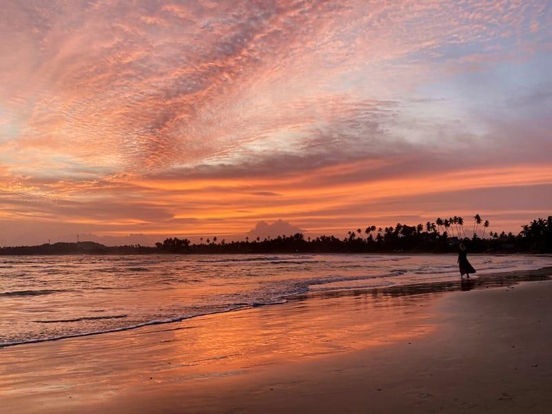 Golden sunset over Dickwella Beach